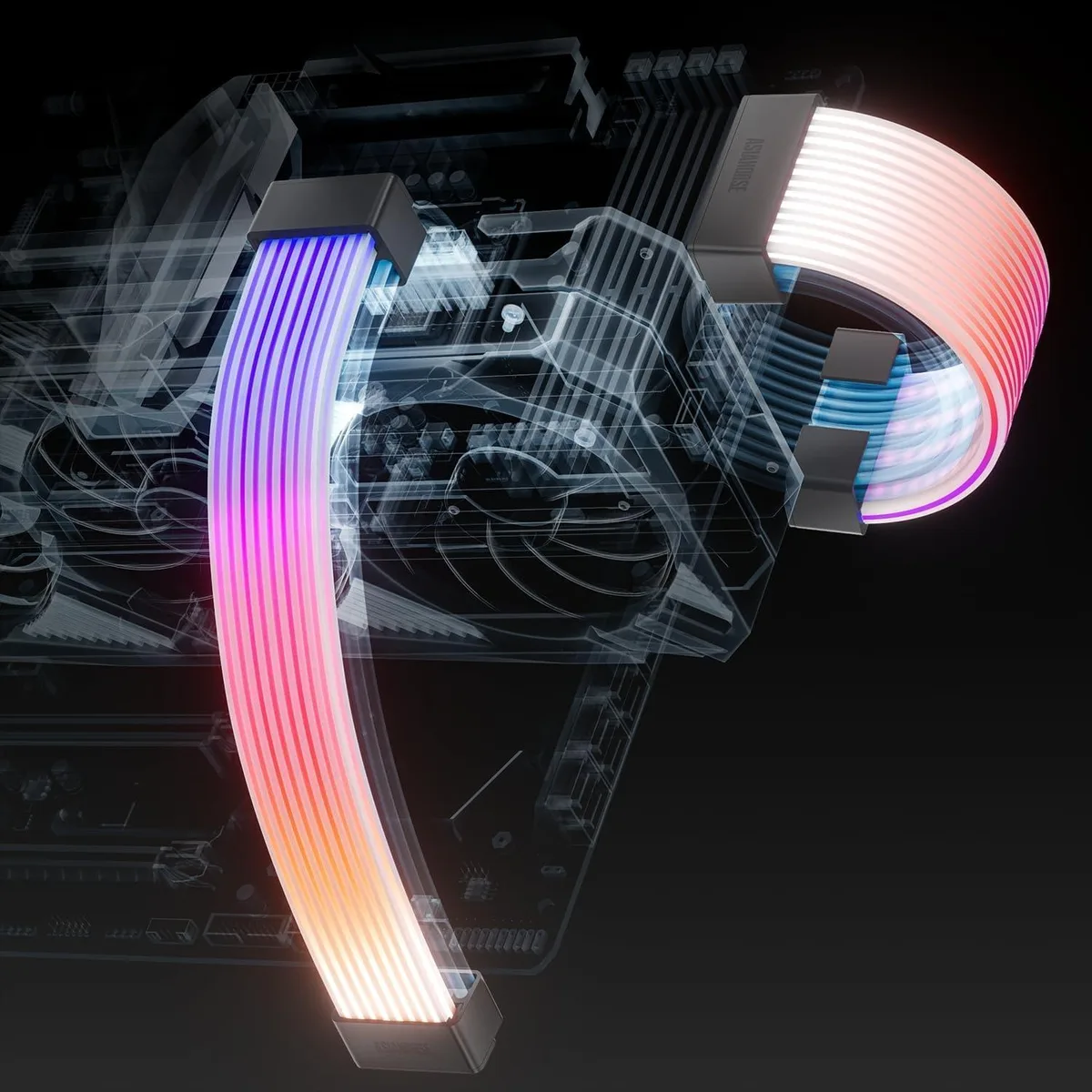 AsiaHorse 24-Pin ATX Addressable RGB Cable Cover Kit Aurora-CO-BL internal power cable — product photo