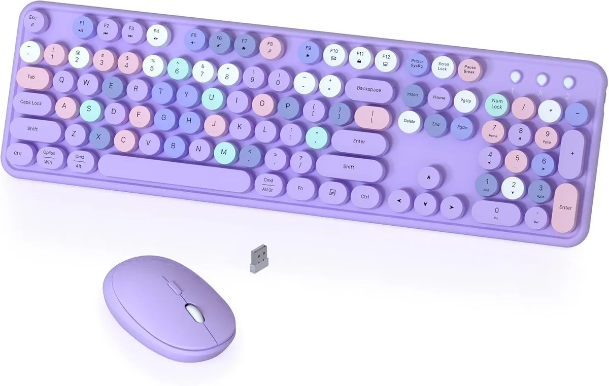 TUKO TUKO Wireless Gaming Keyboard and Mouse Combo Purple 104 Keys 2.4G — product photo