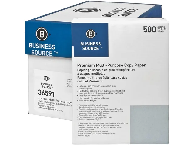 Business Source Business Source 36591PL Paper 92 Brightness 20 lb 8.5 x 11 5000 Sheets 40 Cartons — product photo