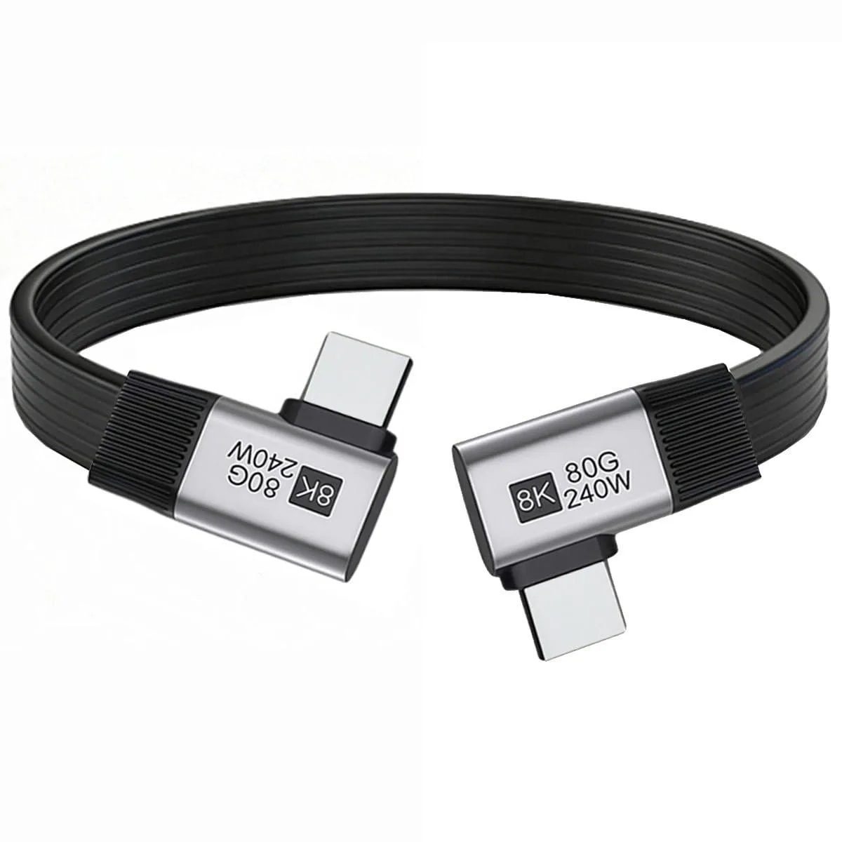 Fervit Fervit USB5.0 80Gbps 240W 16K 8K 5K Flat Slim FPC Male-Male Dual Right Angle 90° Extension Cable 20cm — product photo