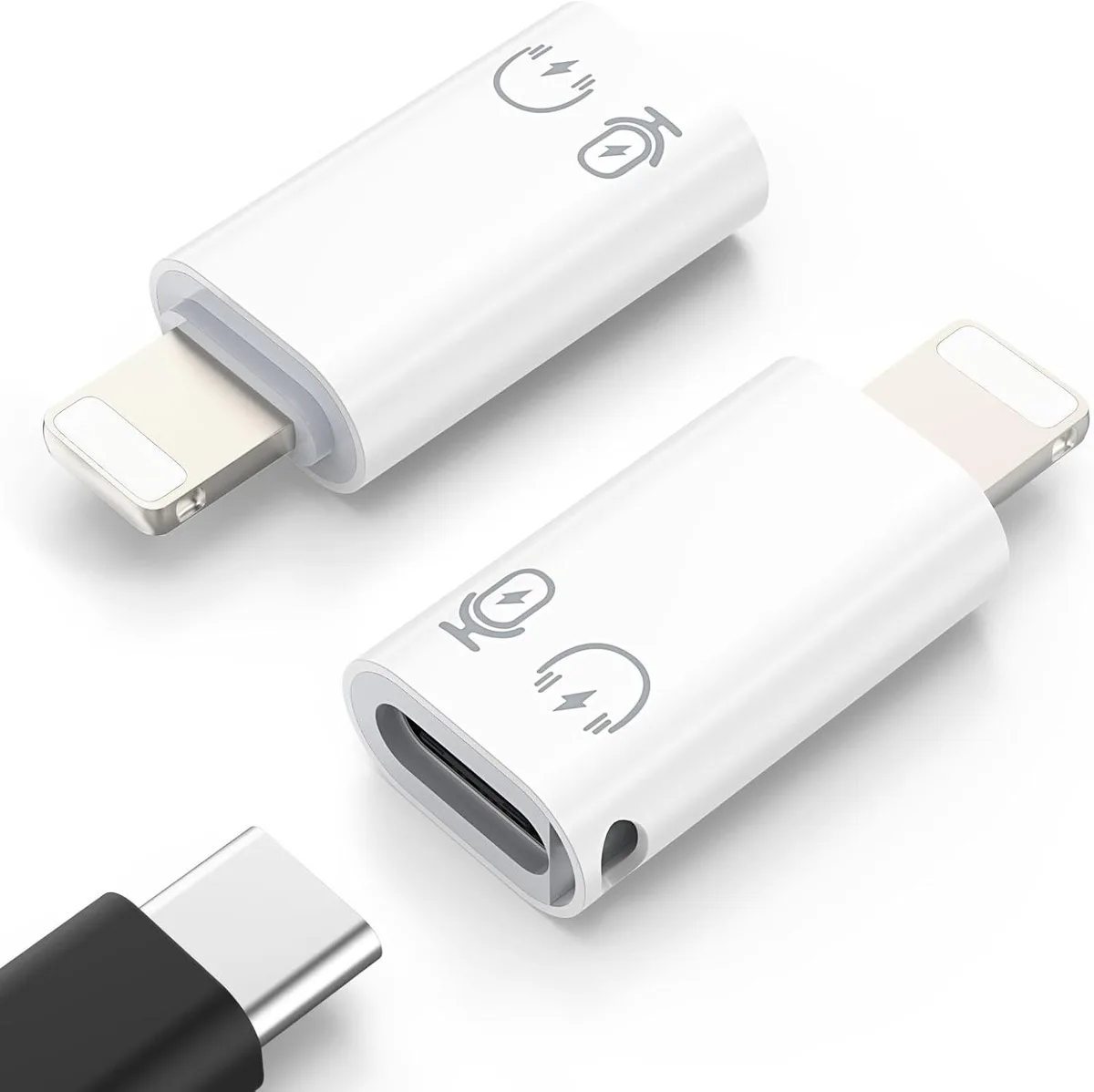 Compact USB-C to Lightning adapter with aluminium shell and two anti-lost cords