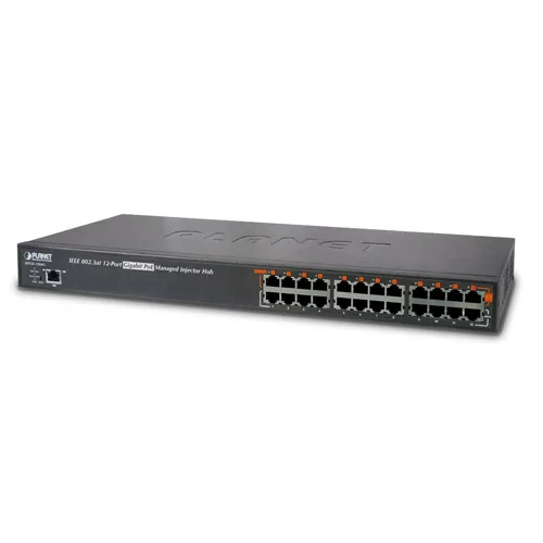 PLANET PLANET HPOE-1200G 12-port Gigabit PoE+ managed injector hub 360W network switch — product photo