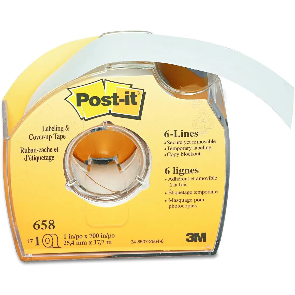 3M 3M Post-it Labeling &amp; Cover-up Tape 658 White 1 in x 700 in — product photo