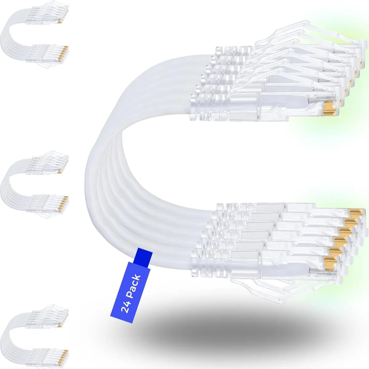 BFKK BFKK Cat6a 28 AWG 1 ft Ethernet Cable 24-Pack White — product photo