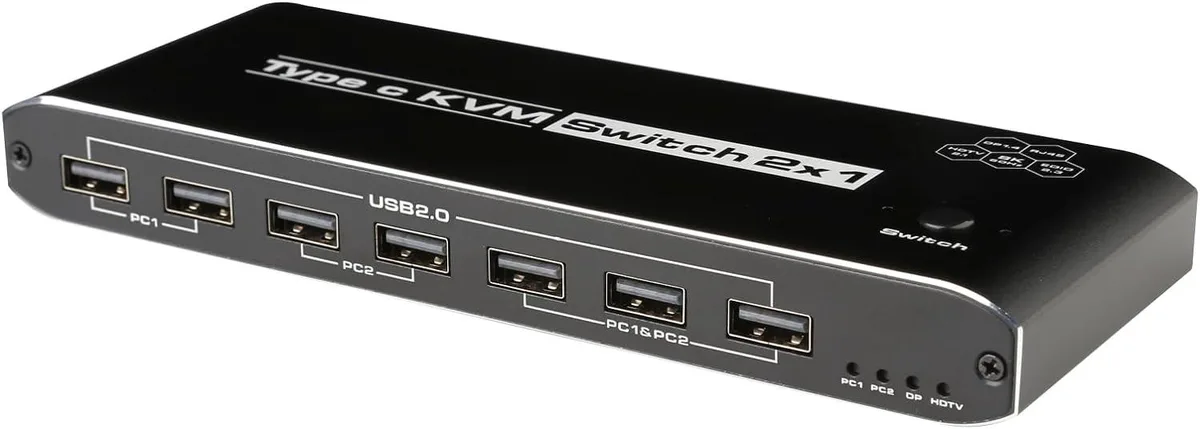 ESTONE ESTONE OZK8 8K USB-C KVM Switch 2-Port 100W PD — product photo