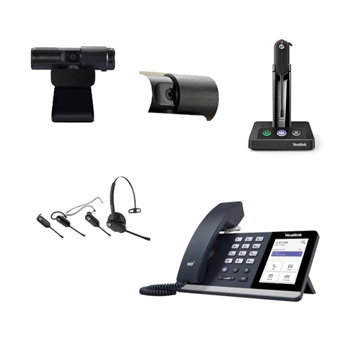 Yealink MP54 desk phone, WH63 wireless headset, Cam 313 webcam bundle