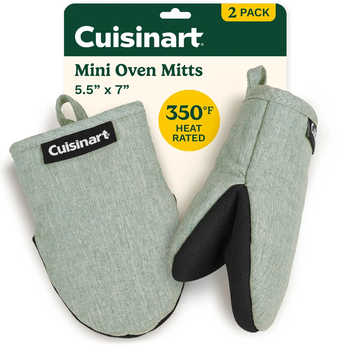  Cuisinart Chambray Mini Mitts 2-Pack Sage 5.5x7 350°F — product photo