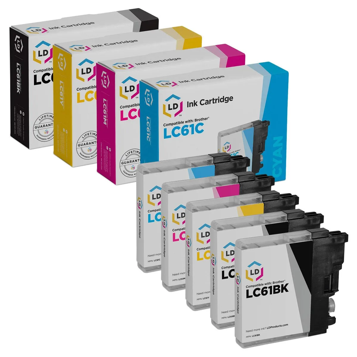 LD Products LD Products LC61 Compatible Ink Cartridge 5-Pack (2 Black, 1 Cyan, 1 Magenta, 1 Yellow) — product photo