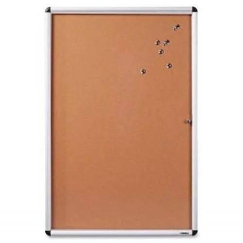 Lorell Lorell 42706 Enclosed Bulletin Board Cork 24x36 Natural AM Frame — product photo