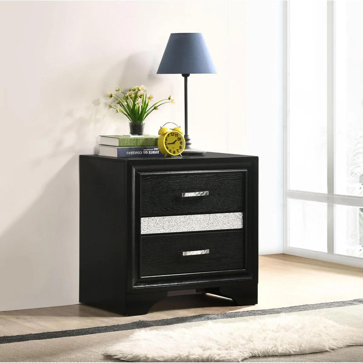 tuphen tuphen Black 2-Drawer Nightstand 26.5"W 26"D 26"H — product photo
