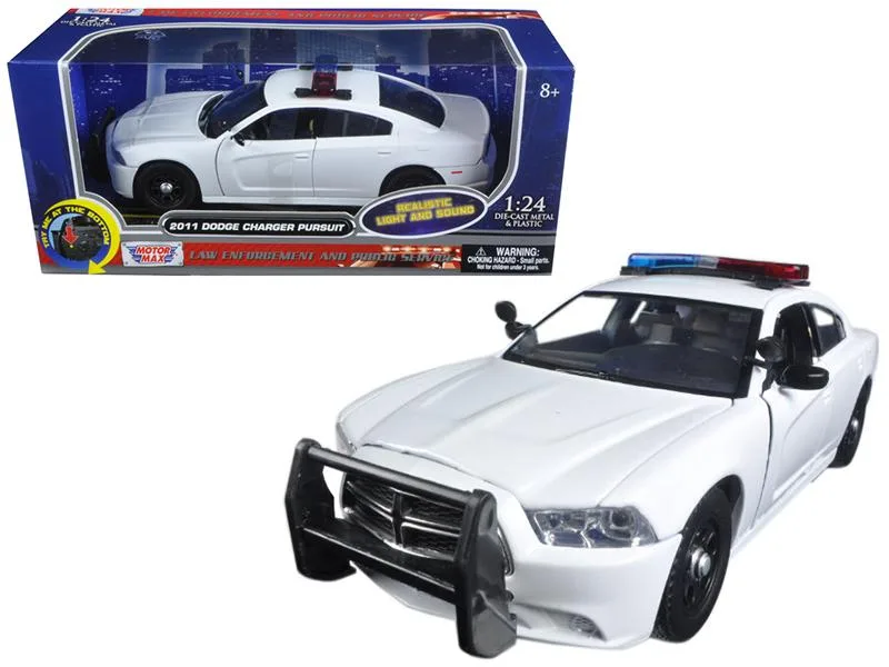 MOTORMAX MOTORMAX 2011 Dodge Charger Pursuit Police Car White Flashing Light Bar 1/24 Diecast 79532 — product photo