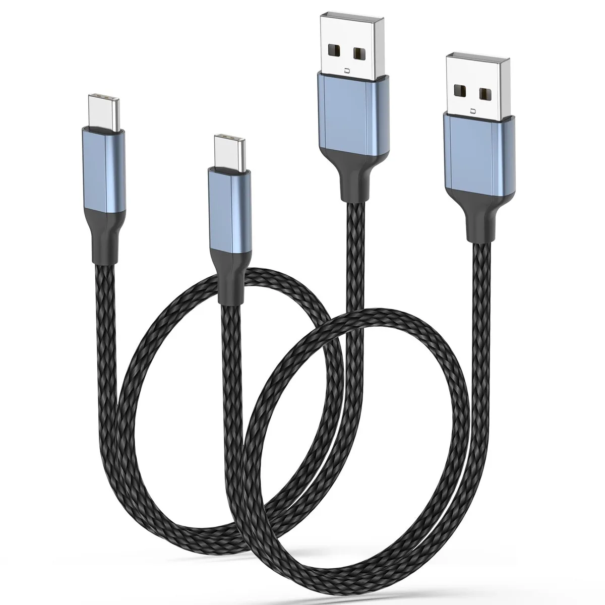 No Sew No Sew USB-A to USB-C Braided Cable 2 ft 2 Pack Black — product photo