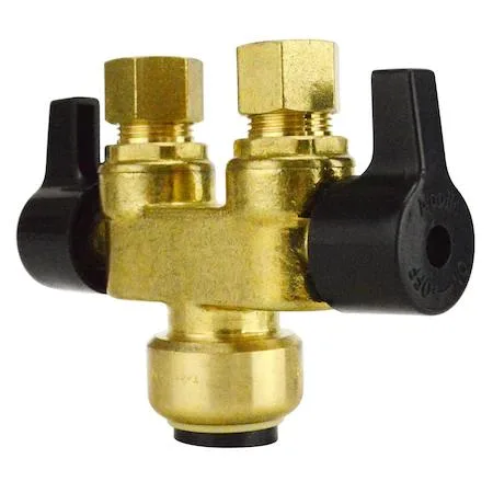 Apollo Apollo 1/2 in. Brass Push-To-Connect x 3/8 in. OD Compression Dual Shut-Off Valve — product photo