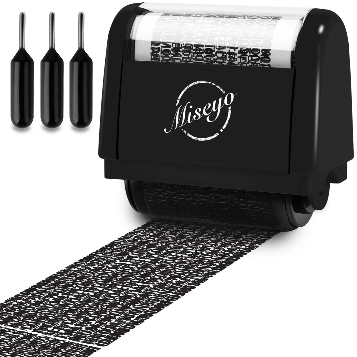  Misty Identity Theft Protection Roller Stamp Set Black 1.5 in Coverage 3 Refills — product photo