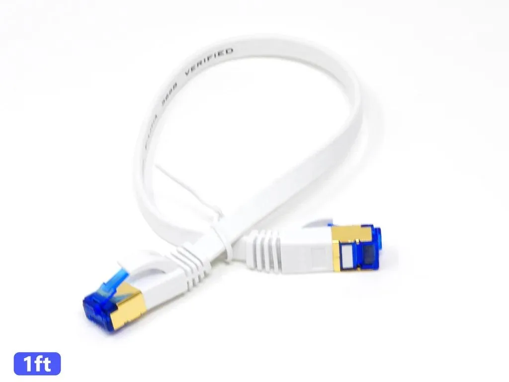 QualGear QualGear QG-CAT7R-1FT-BLK Cat 7 Network Ethernet Cable 1 ft White Flat — product photo