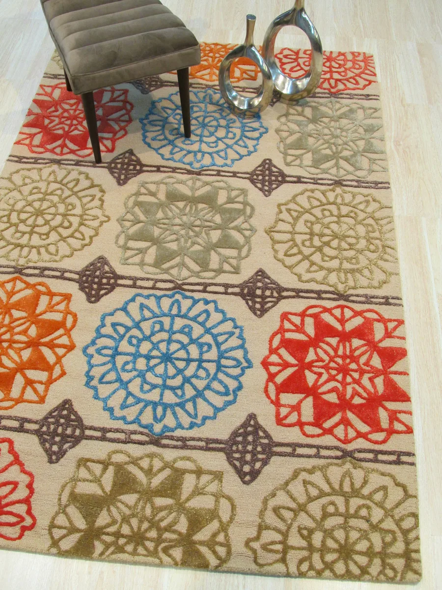 EORC EORC Hand-Tufted Wool Ivory Transitional Floral Camellia Rug 5' x 8 — product photo