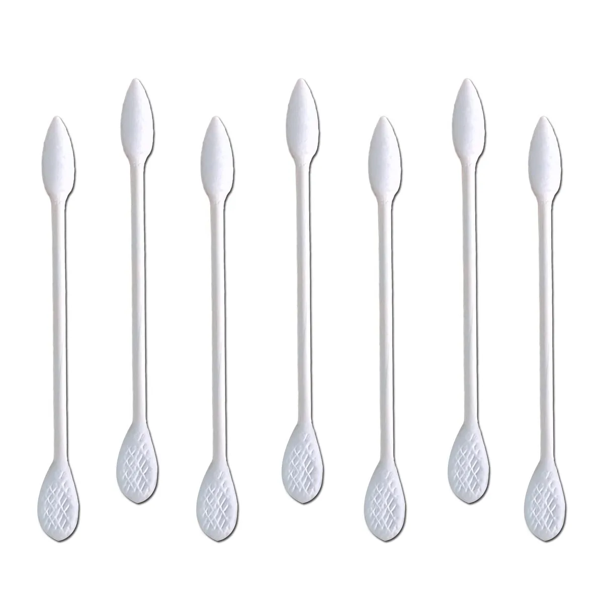 White rectangular box containing 375 double-ended cotton buds with pointed and flat tips