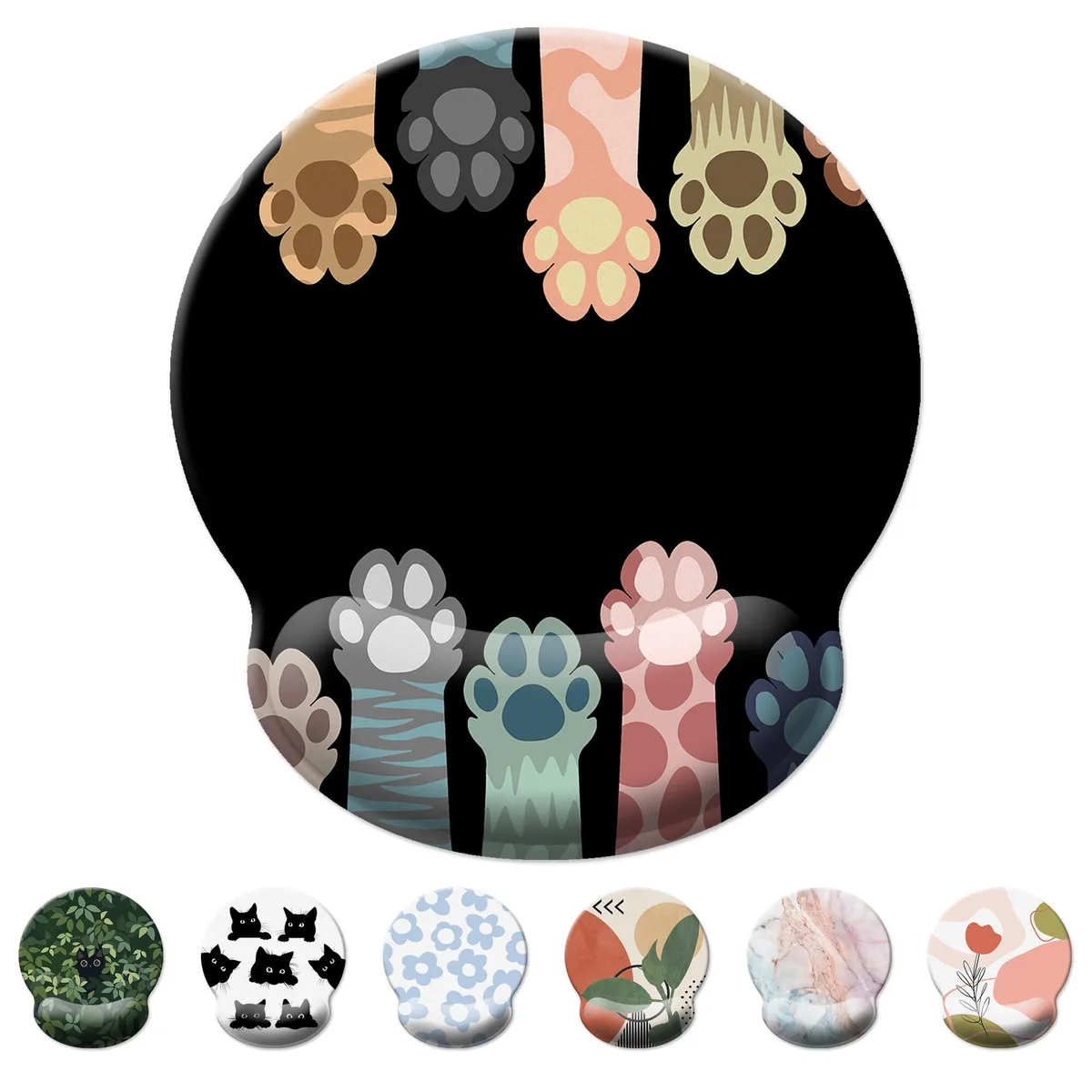 XSYXSN XSYXSN05 Mouse Pad Wrist Rest Colorful Cat Paws — product photo