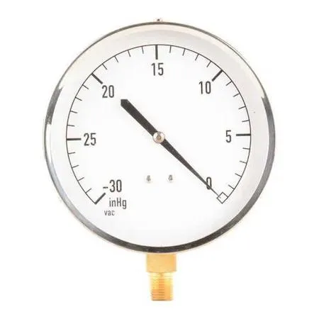 Silver electronic vacuum gauge with stainless steel case and bottom NPT connection