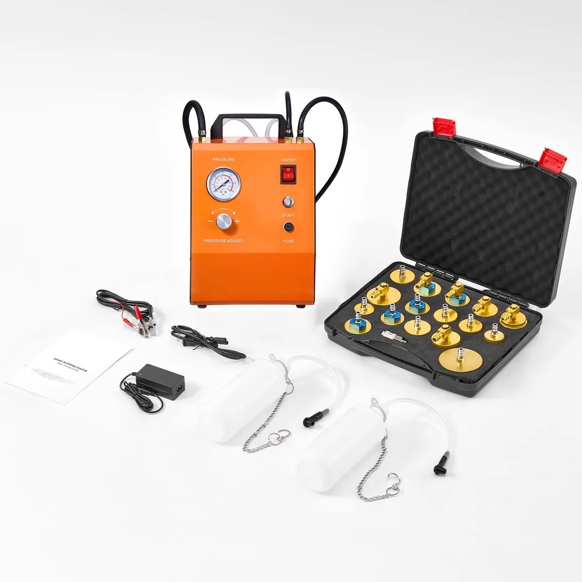 VEVOR VEVOR YS-0115A Electric Brake Bleeder Kit 110V 1.0L/min 0.6-3.0 bar 17pcs — product photo