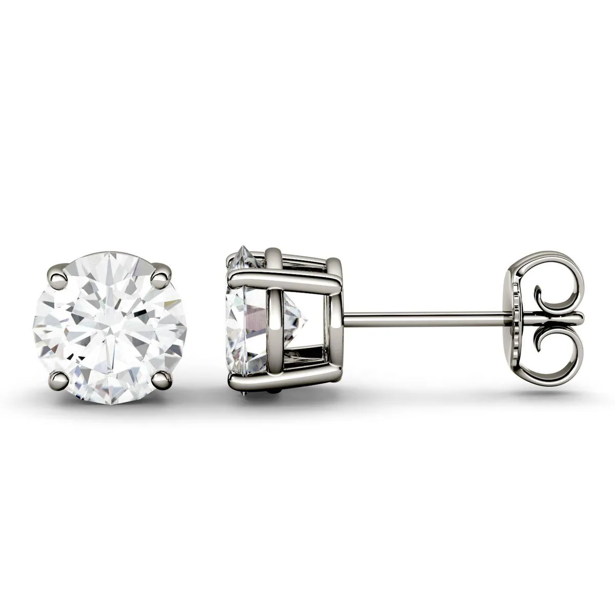 Charles &amp; Colvard Charles &amp; Colvard 14K White Gold 6.5mm Moissanite Stud Earrings 2.00cttw DEW — product photo