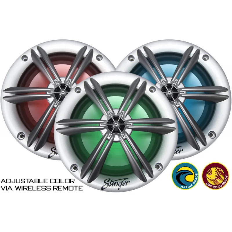 STINGER STINGER SEA65RGBS 6.5" coaxial car speaker with RGB lighting — product photo