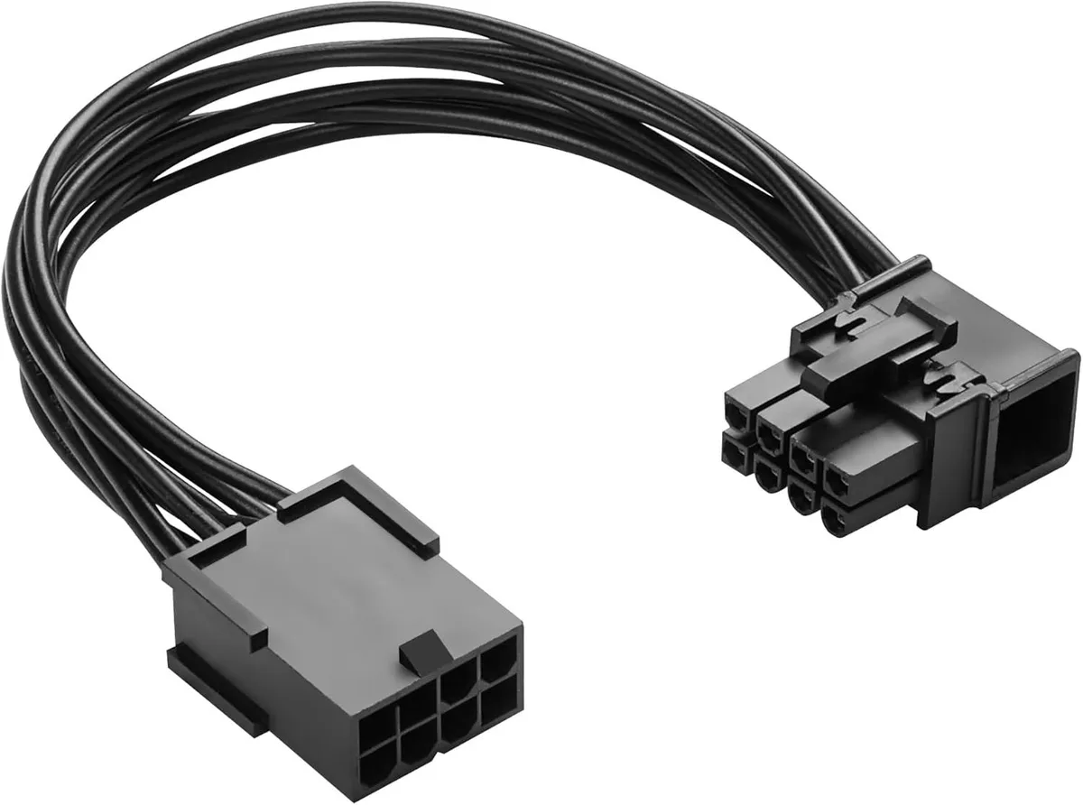 BUCIER BUCIER PCIe 8-pin female to 90-degree male extension cable 18AWG 15cm 5.9in left — product photo