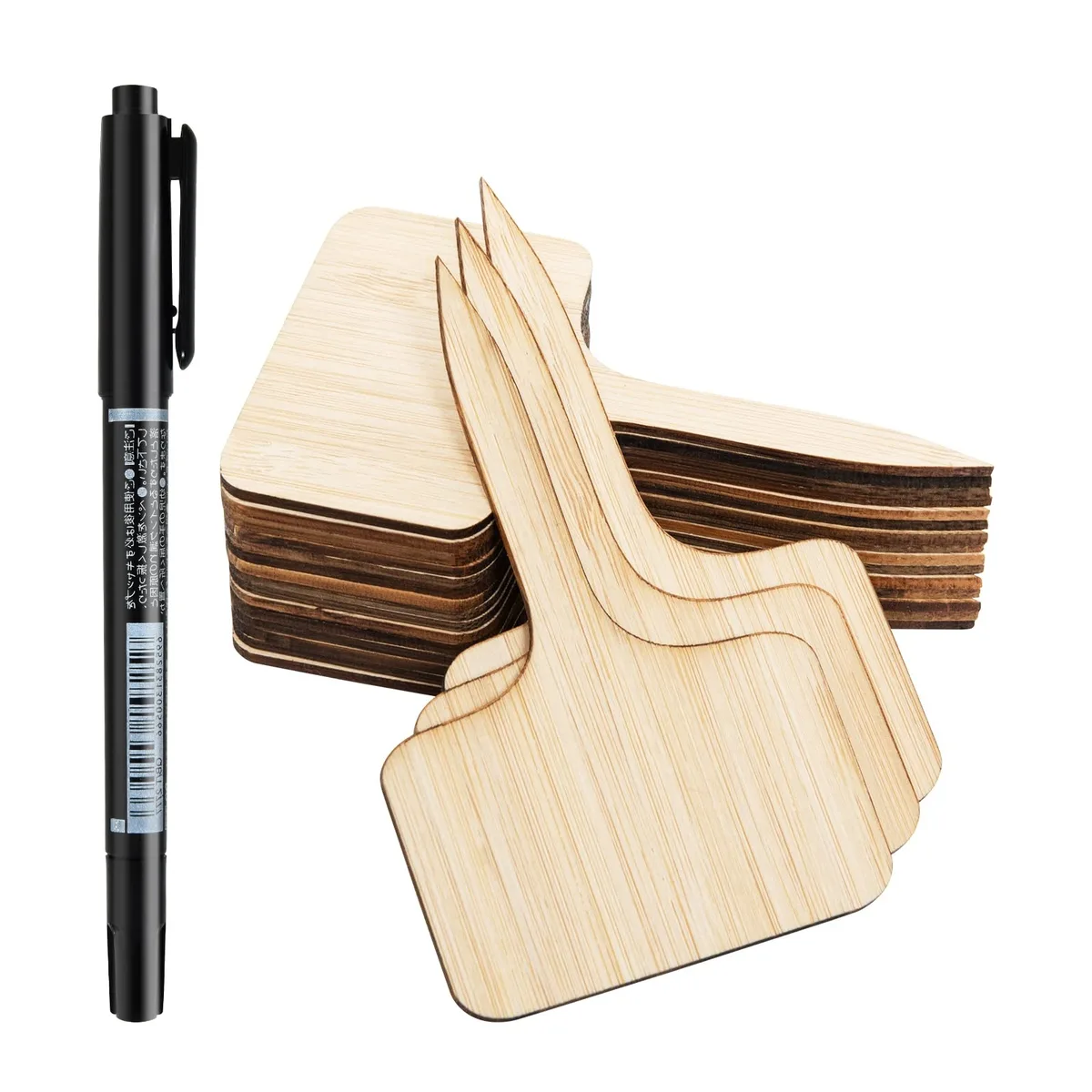  OBTANIM 285 75 Pack Bamboo T-Type Plant Labels Sign with Marker Pen — product photo