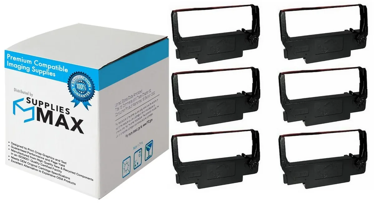 SuppliesMax SuppliesMax Bixolon RRC-201BR Black/Red Printer Ribbon 6/PK — product photo