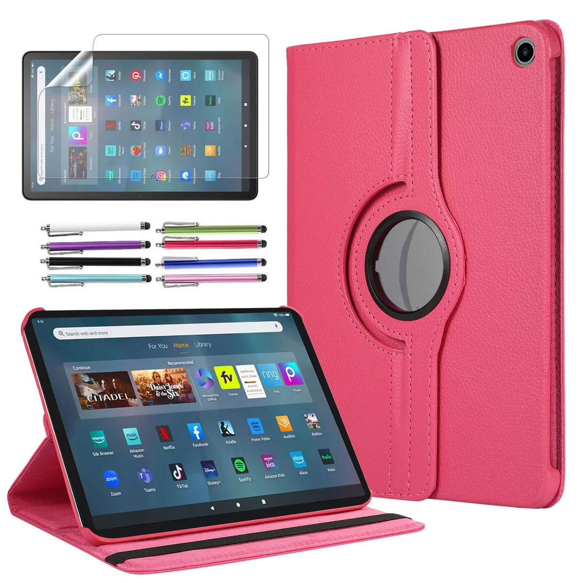 anicestore anicestore Amazon Fire Max 11 13th Gen 2023 Case Pink 360° Stand Screen Protector — product photo