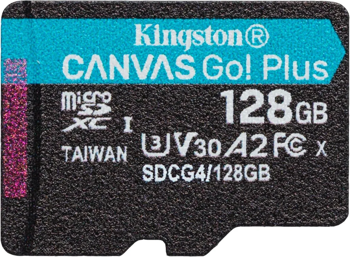 Kingston Technology Corp. Kingston Technology Corp. MicroSD Canvas Go Plus 200MB/s 128GB memory card — product photo