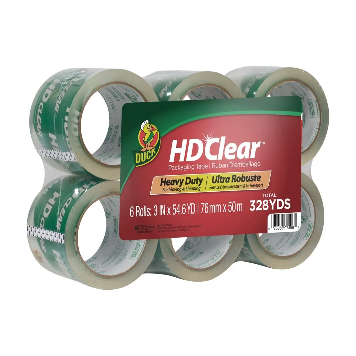 Duck 307352 HD Clear Packing Tape 3 In. x 54.6 Yards 6 Rolls — product photo