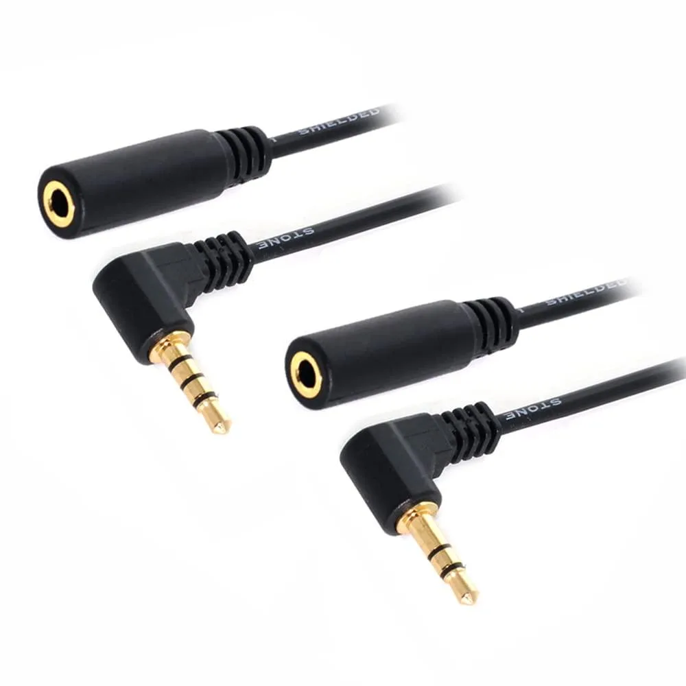 LORDWORLD LORDWORLD 3.5mm 90° Male-Female Audio Extension Cable 10cm 3/4-Pole Set — product photo