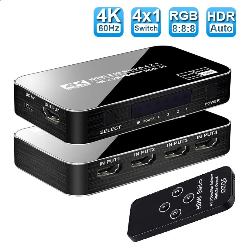 ESTONE ESTONE OZQ5 4K@60Hz 18Gbps 4-port HDMI video switch — product photo