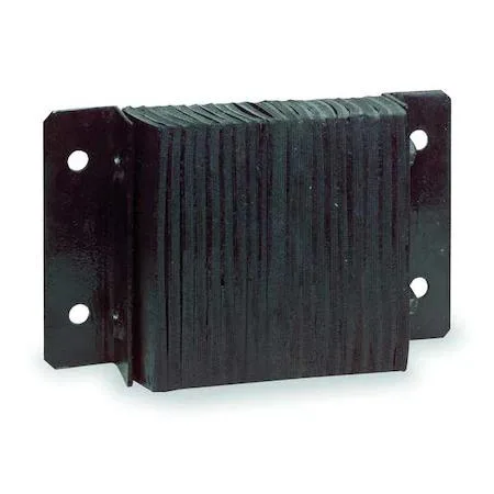 Rectangular black rubber dock bumper with four bolt holes