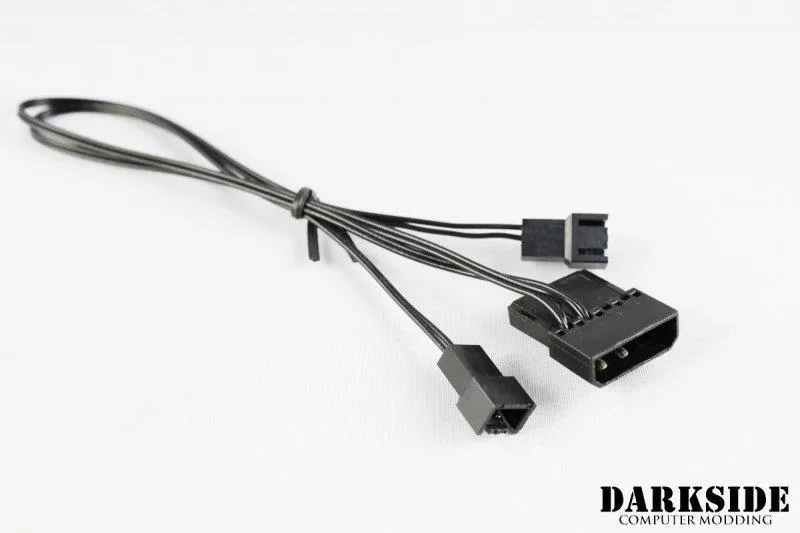Darkside Computer Modding Darkside Computer Modding DS-0819 Molex 4-pin to dual 3-pin Y-cable 12V 30cm Black — product photo
