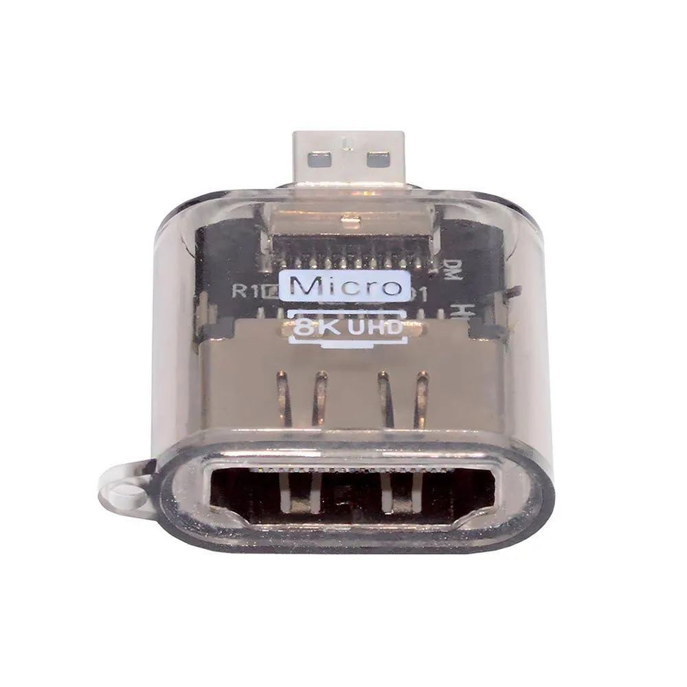 LORDWORLD LORDWORLD Micro HDMI Male to HDMI Female 2.1 Adapter Transparent LED 8K 60Hz — product photo
