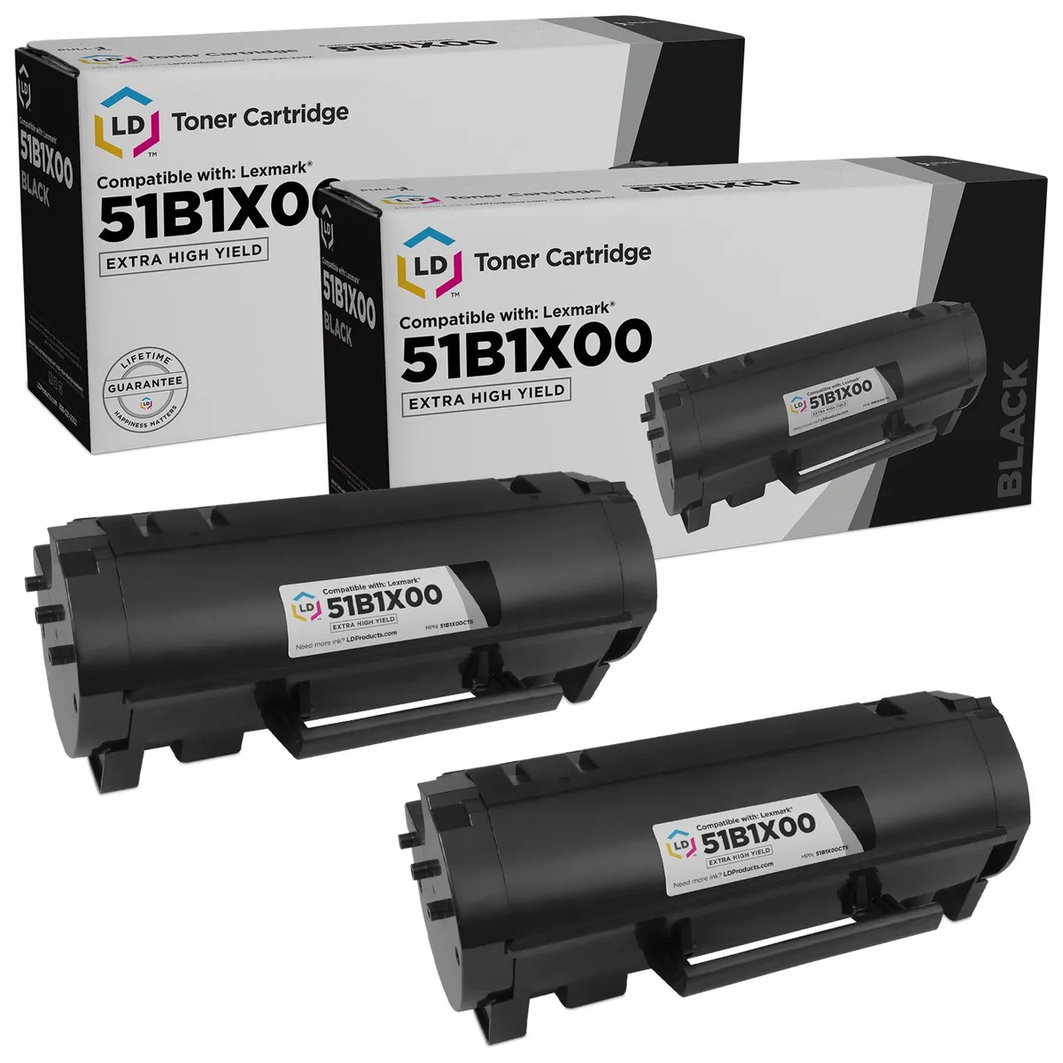 LD Products LD Products Toner Cartridge for Lexmark 51B1X00 Extra High Yield Black 2-Pack — product photo