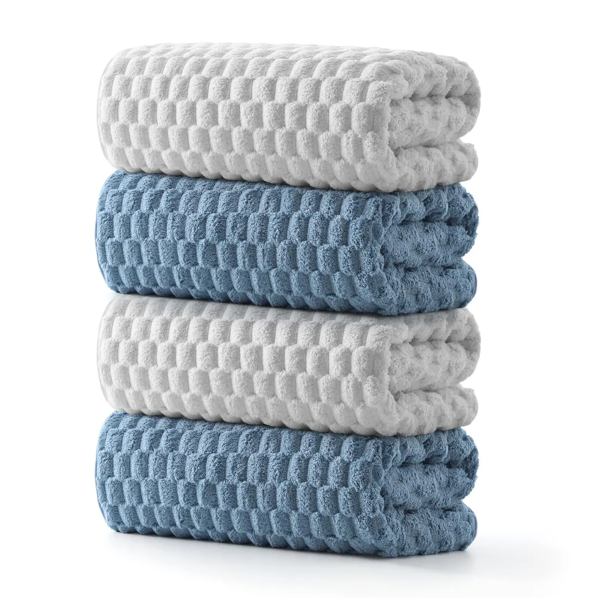 REDKISS Microfiber Bath Towels 4-Pack 55x27in 300g Gray Blue — product photo