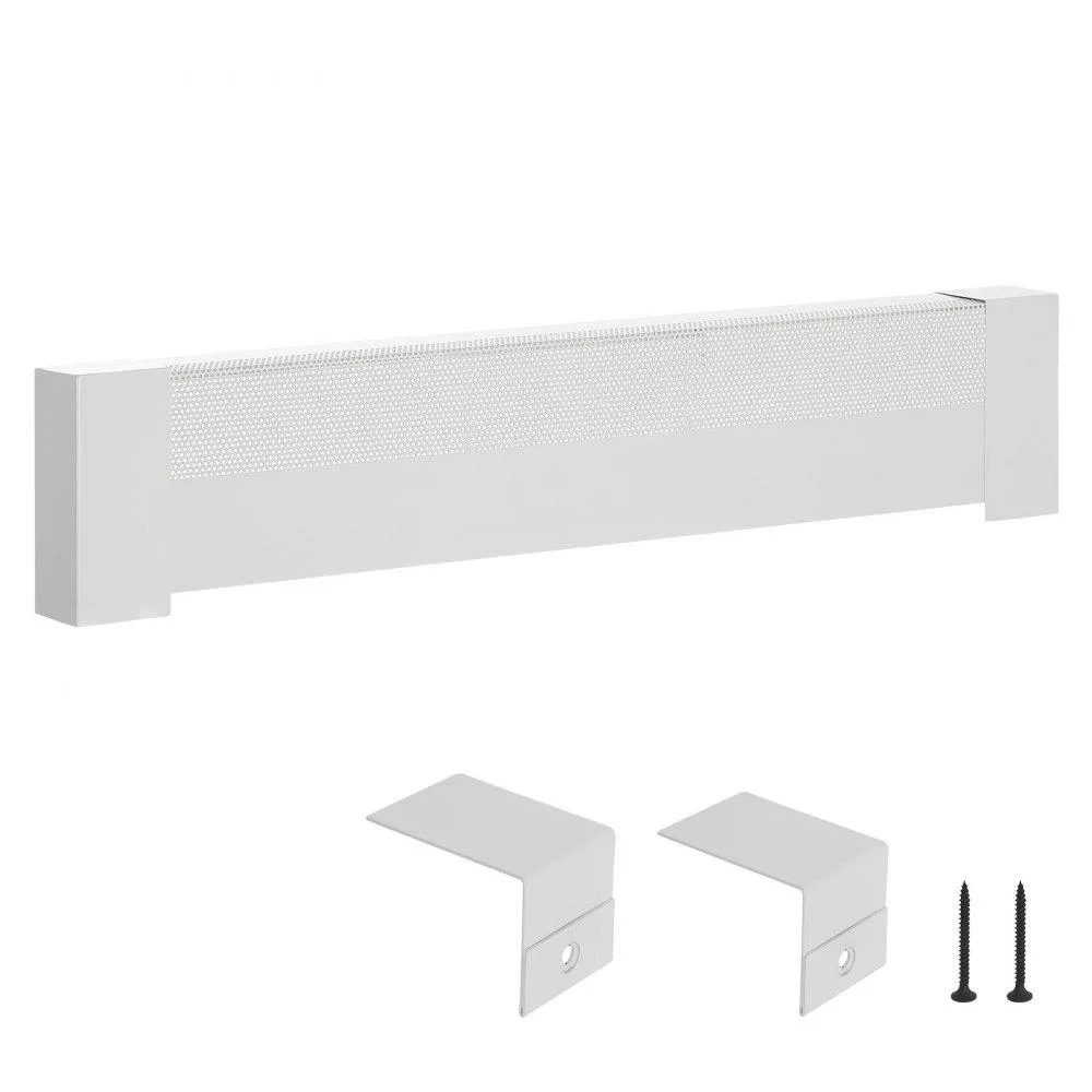 White steel baseboard heater cover 916 mm long semi-open design with brackets