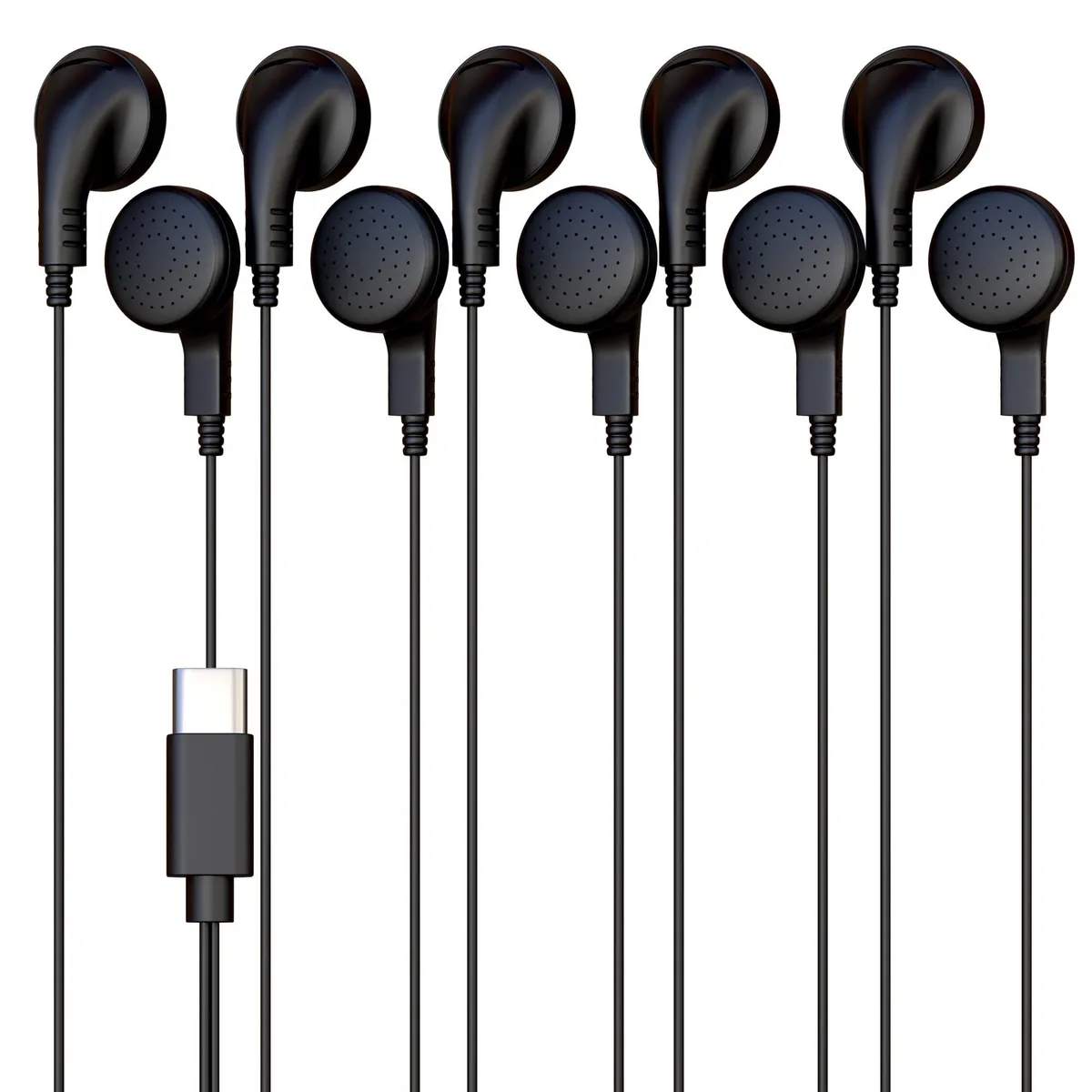 No Sew No Sew Wired USB-C Earphones Black 5 Pack 32 ohms — product photo