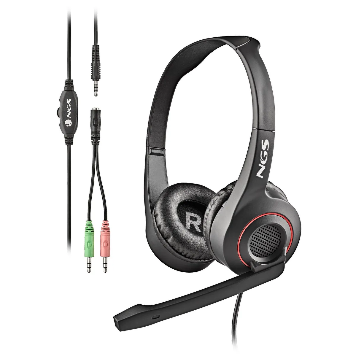 NGS NGS MSX-10 PRO wired stereo headset with microphone 40mm drivers dual 3.5mm jacks — product photo