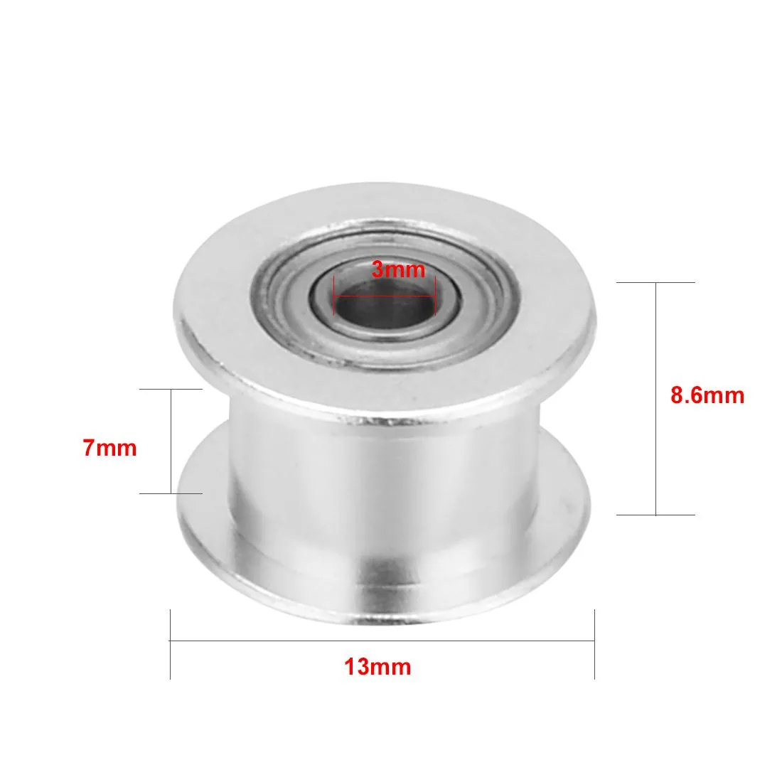 Unique-Bargains Unique-Bargains MXL16 Smooth 3mm Bore 7mm Belt Idler Pulley Silver Tone — product photo