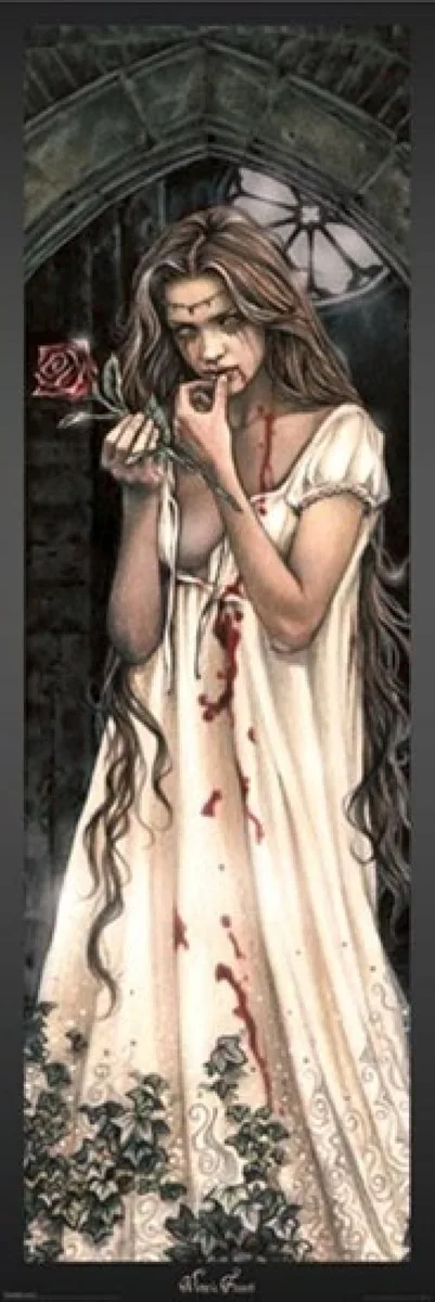 Vertical poster print showing a rose artwork by Victoria Frances measuring 21 by 62 inches