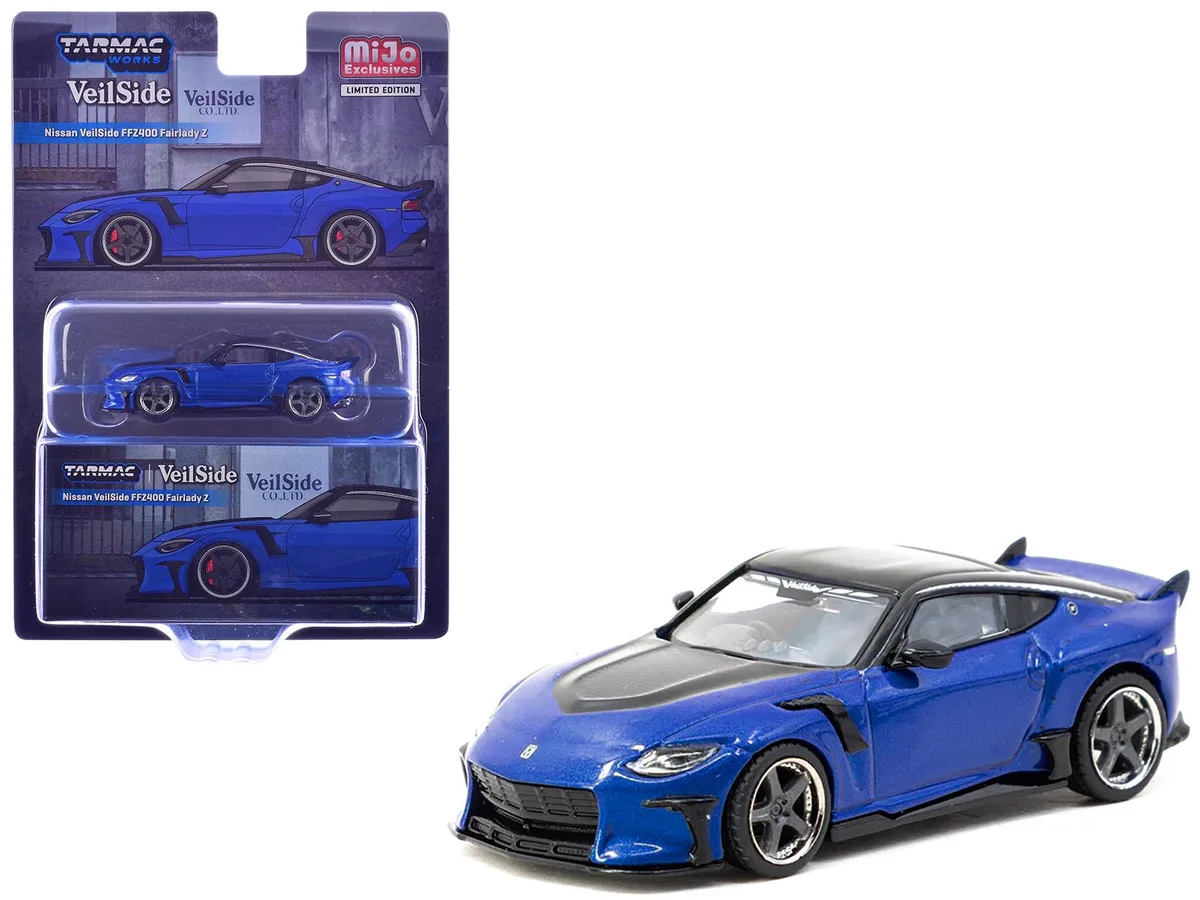 Tarmac Works Tarmac Works Nissan VeilSide FFZ400 Fairlady Z RHD Blue Metallic Black Top Global64 1/64 Diecast — product photo