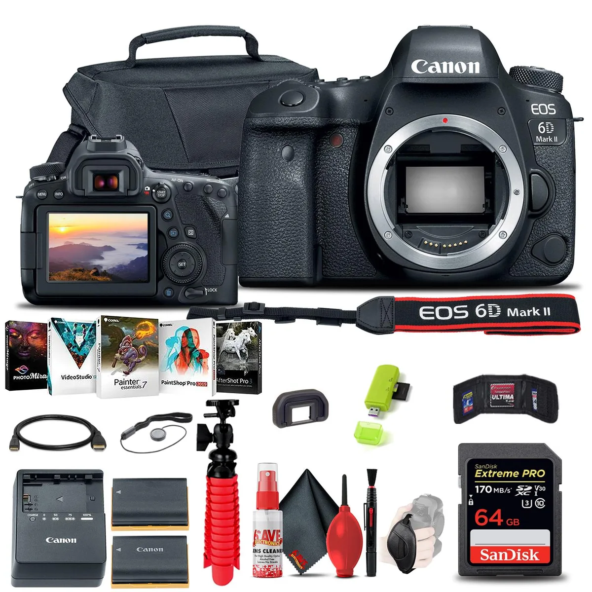 Canon International Canon EOS 6D Mark II DSLR Camera 26.2MP 64GB Bundle — product photo