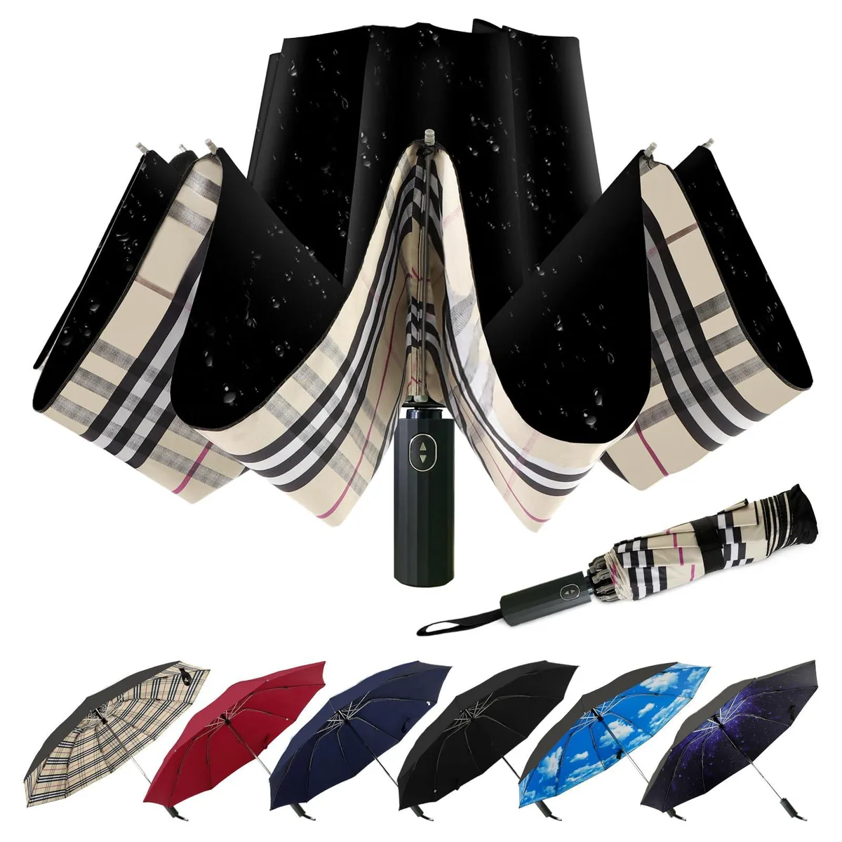  LLanxiry Inverted Travel Umbrella 46" Arc UPF 50+ Clear — product photo