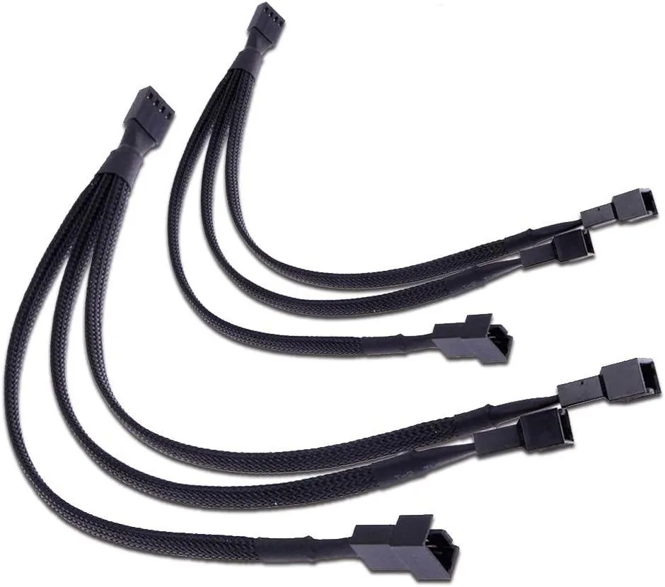 aibileec aibileec PWM Fan Splitter Cable 1-to-3 10 in Black 2 Pack — product photo