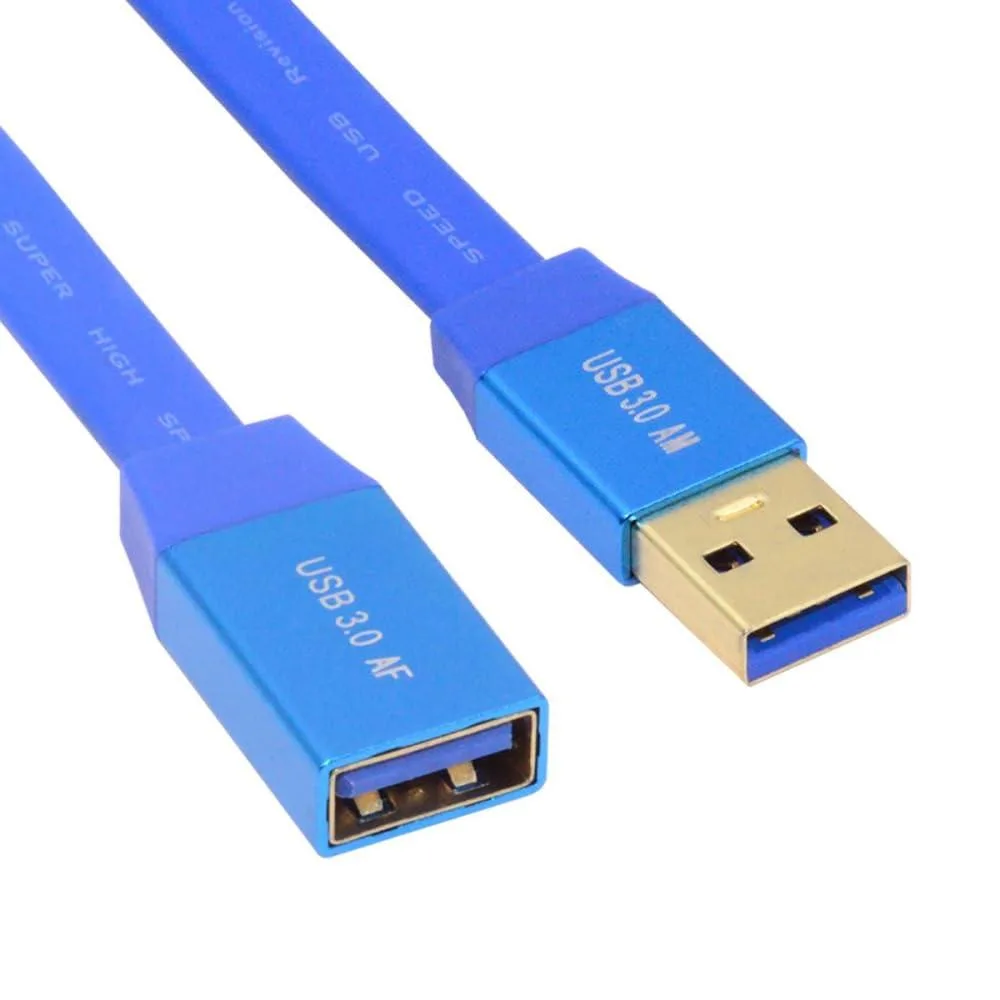 Fervit Fervit Ultra Flat Slim USB 3.0 Type-A Male to Female Extension Cable Blue 60cm — product photo