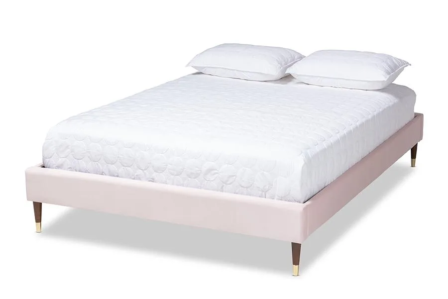 Baxton Studio Baxton Studio Volden Light Pink Velvet Upholstered Full Size Platform Bed Frame — product photo